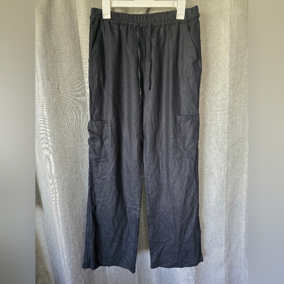 Love Tree Set Of 2 Linen Pants Black & White Size L NWT Cargo Joggers - Picture 7 of 11